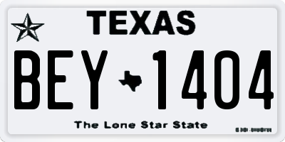 TX license plate BEY1404