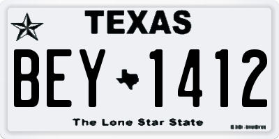 TX license plate BEY1412