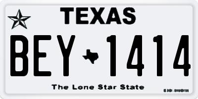 TX license plate BEY1414
