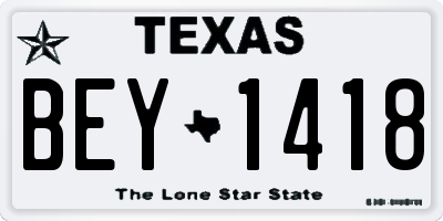 TX license plate BEY1418