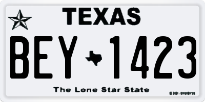 TX license plate BEY1423
