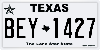 TX license plate BEY1427