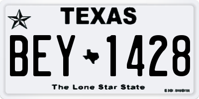 TX license plate BEY1428