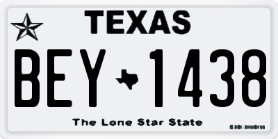 TX license plate BEY1438
