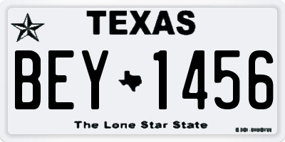 TX license plate BEY1456