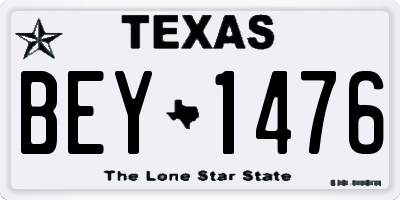 TX license plate BEY1476