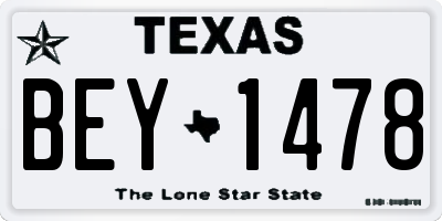 TX license plate BEY1478