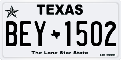 TX license plate BEY1502
