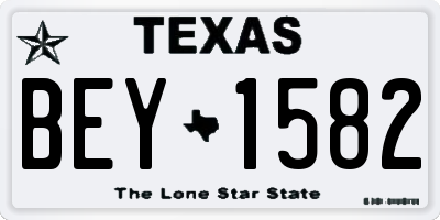 TX license plate BEY1582