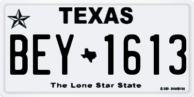 TX license plate BEY1613