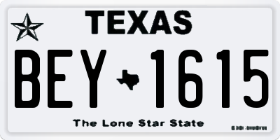 TX license plate BEY1615