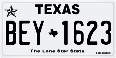 TX license plate BEY1623