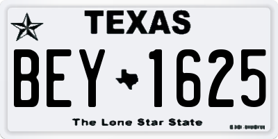 TX license plate BEY1625