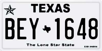 TX license plate BEY1648