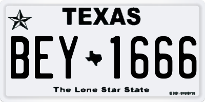 TX license plate BEY1666
