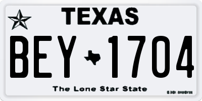 TX license plate BEY1704