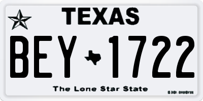 TX license plate BEY1722