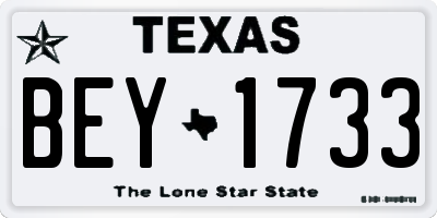 TX license plate BEY1733