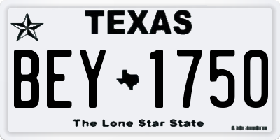 TX license plate BEY1750