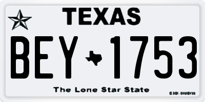 TX license plate BEY1753