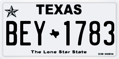 TX license plate BEY1783