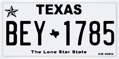 TX license plate BEY1785