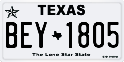 TX license plate BEY1805