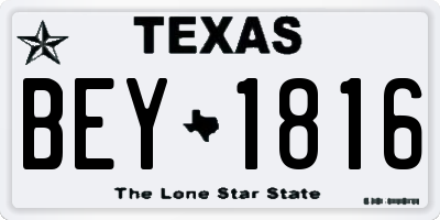 TX license plate BEY1816