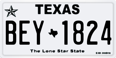 TX license plate BEY1824
