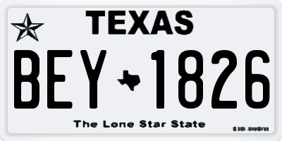 TX license plate BEY1826