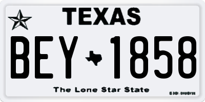 TX license plate BEY1858