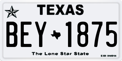 TX license plate BEY1875