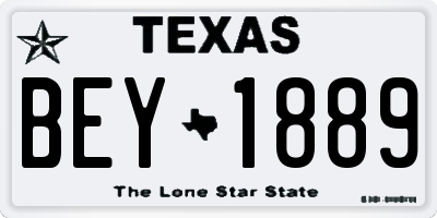 TX license plate BEY1889