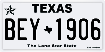 TX license plate BEY1906