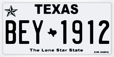 TX license plate BEY1912