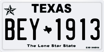 TX license plate BEY1913