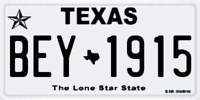 TX license plate BEY1915