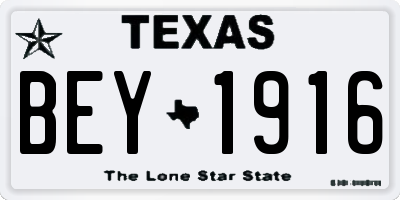 TX license plate BEY1916