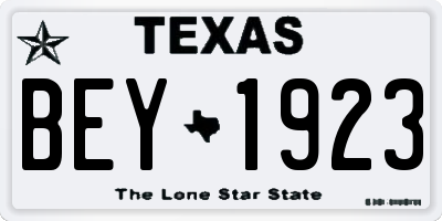 TX license plate BEY1923