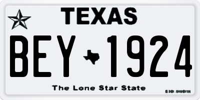 TX license plate BEY1924