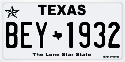 TX license plate BEY1932