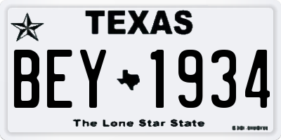 TX license plate BEY1934