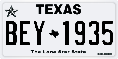 TX license plate BEY1935