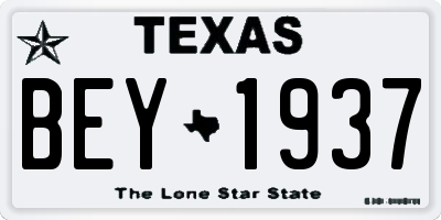 TX license plate BEY1937