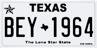 TX license plate BEY1964
