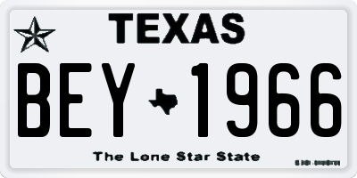TX license plate BEY1966