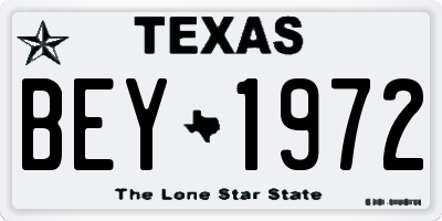 TX license plate BEY1972