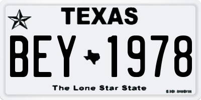 TX license plate BEY1978