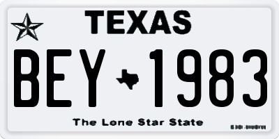 TX license plate BEY1983