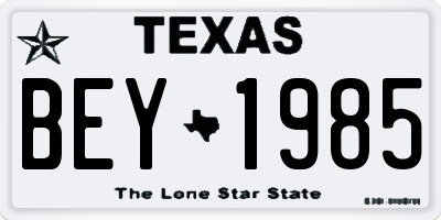 TX license plate BEY1985